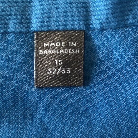 Geoffrey Beene Mens Shirt Geometric Fitted Wrinkle Free L/S Blue Size 15 - Picture 12 of 13